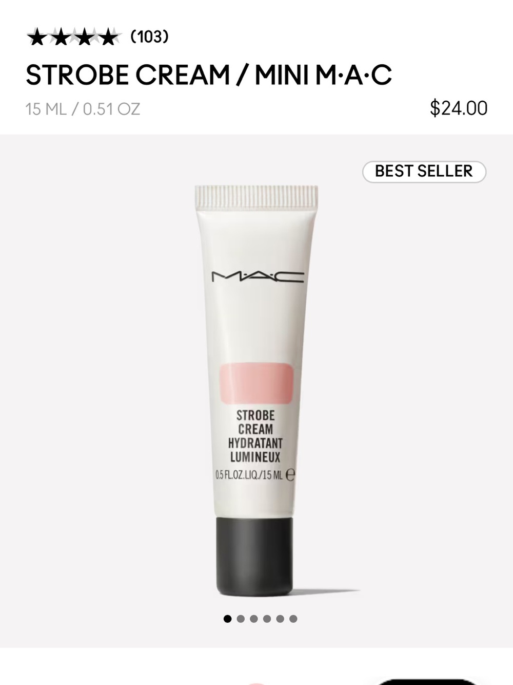 MAC Cosmetics Strobe Cream Mini - Soft Pink Highlight